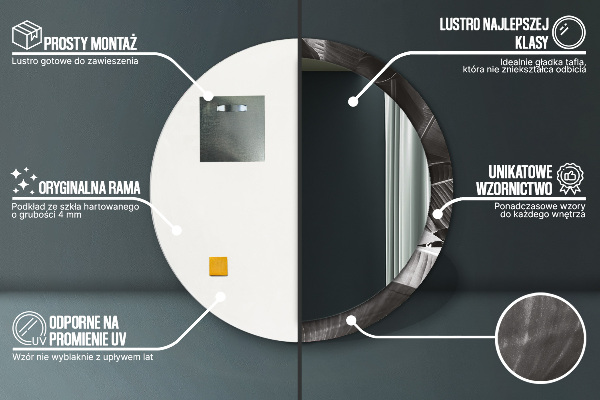Espelho com moldura impressa redondo Palmeiras tropicais
