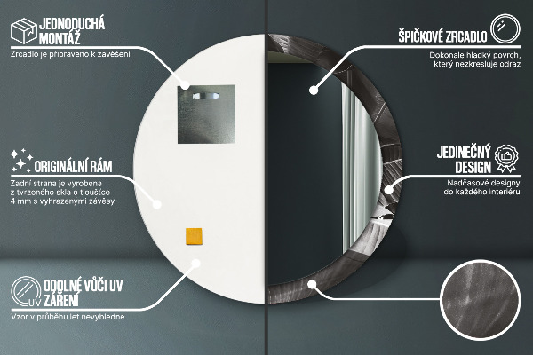 Espelho com moldura impressa redondo Palmeiras tropicais