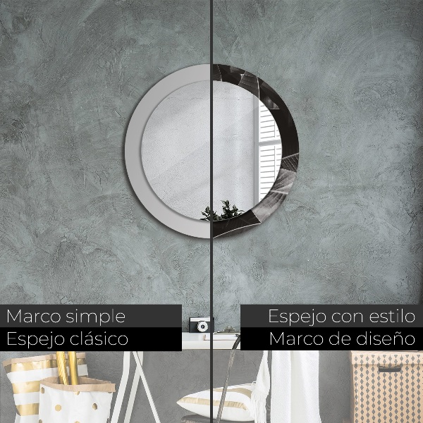 Espelho com moldura impressa redondo Palmeiras tropicais