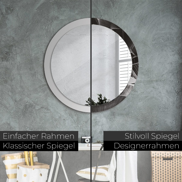 Espelho com moldura impressa redondo Palmeiras tropicais