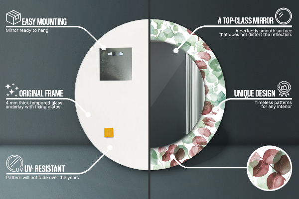 Espelho de parede circular decorativo Eucalipto