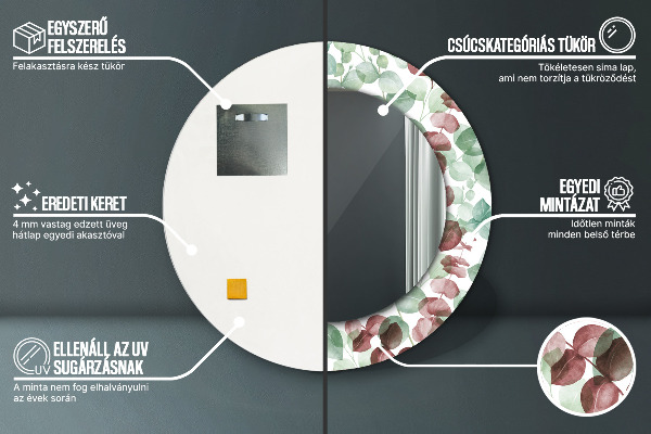 Espelho de parede circular decorativo Eucalipto