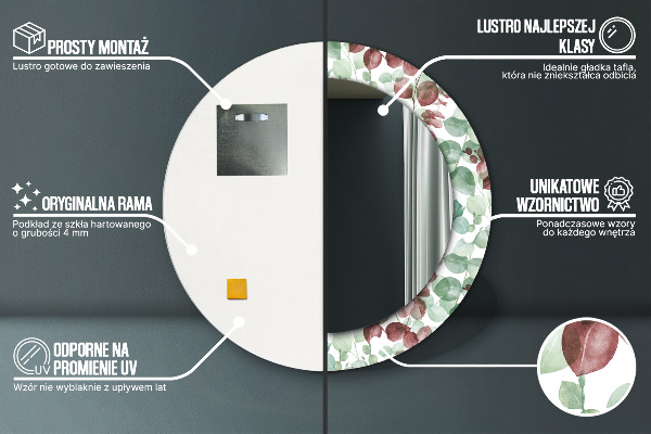 Espelho de parede circular decorativo Eucalipto