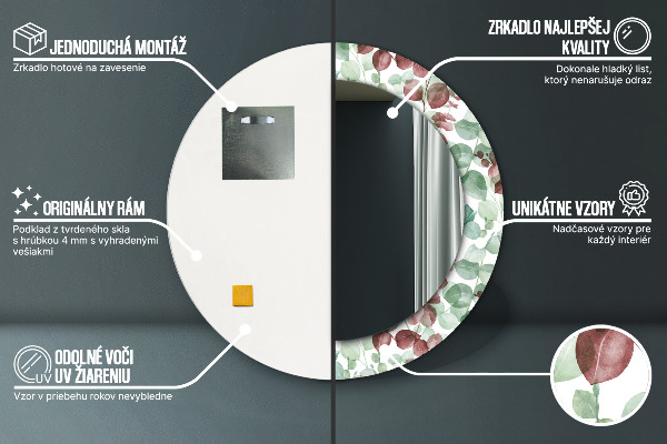 Espelho de parede circular decorativo Eucalipto