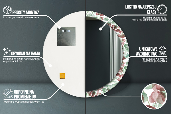 Espelho de parede circular decorativo Eucalipto