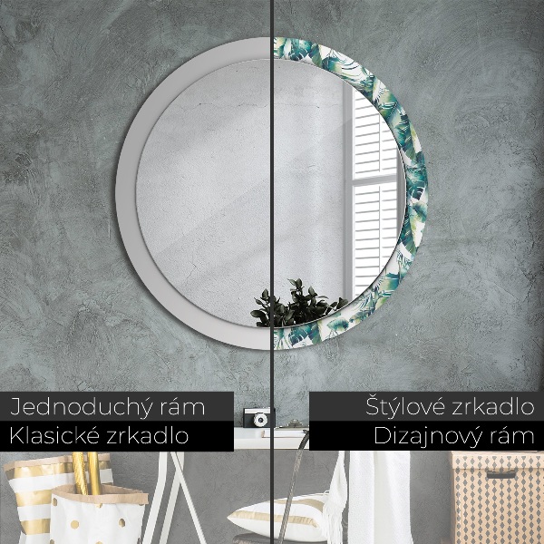 Espelho circular de parede decorativo Folhas