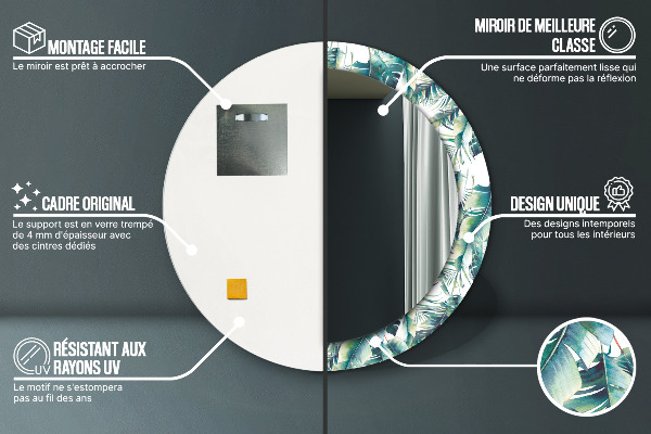 Espelho circular de parede decorativo Folhas