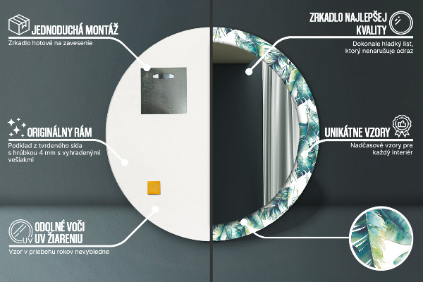 Espelho circular de parede decorativo Folhas