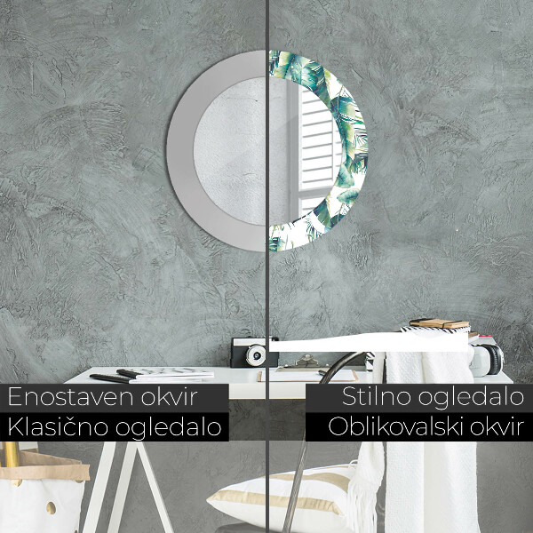 Espelho circular de parede decorativo Folhas