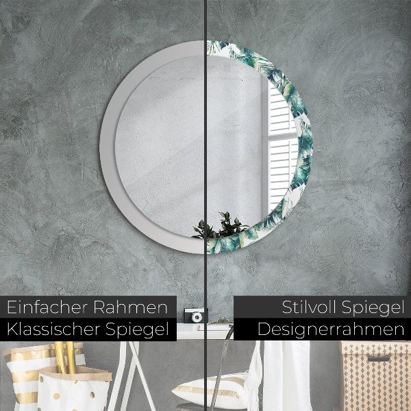 Espelho circular de parede decorativo Folhas