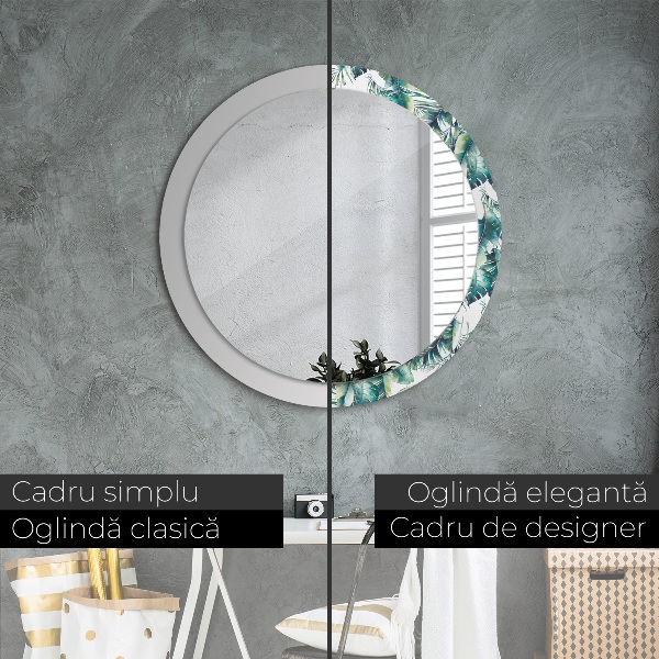 Espelho circular de parede decorativo Folhas