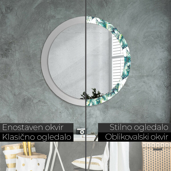 Espelho circular de parede decorativo Folhas