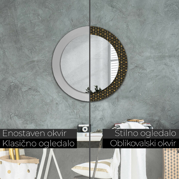 Espelho circular de parede decorativo Geometria hexagonal