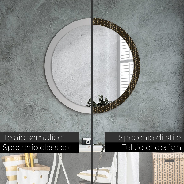 Espelho circular de parede decorativo Geometria hexagonal