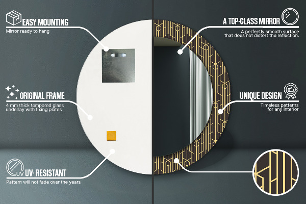 Espelho com moldura impressa redondo Abstrato