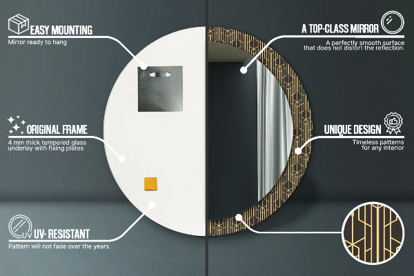 Espelho com moldura impressa redondo Abstrato