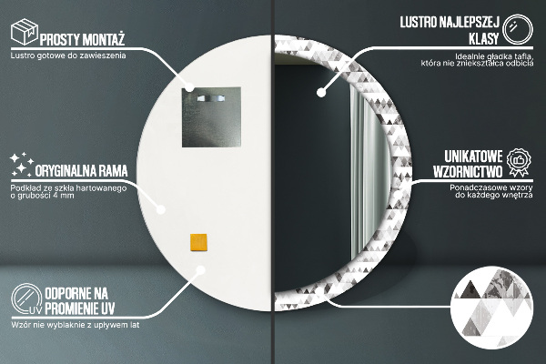 Espelho circular de parede decorativo Triângulo arco-íris