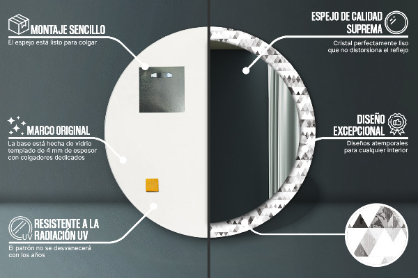Espelho circular de parede decorativo Triângulo arco-íris