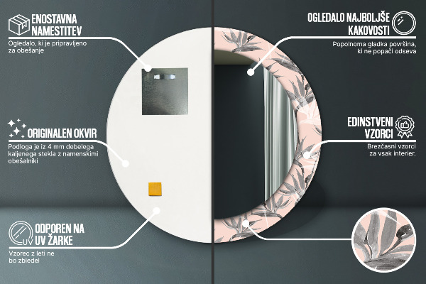 Espelho circular de parede decorativo Paraíso dos pássaros