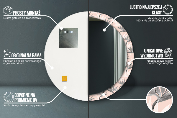 Espelho circular de parede decorativo Paraíso dos pássaros