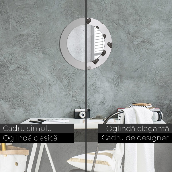 Espelho circular de parede decorativo Corações abstractos