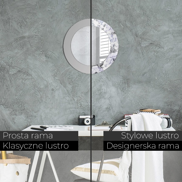 Espelho circular de parede decorativo Rosas azuis