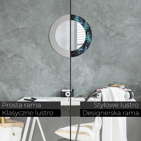 Espelho circular de parede decorativo Folhas exóticas