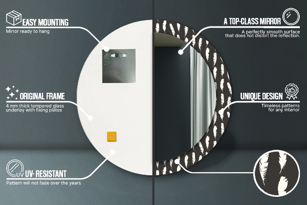 Espelho circular de parede decorativo Penas