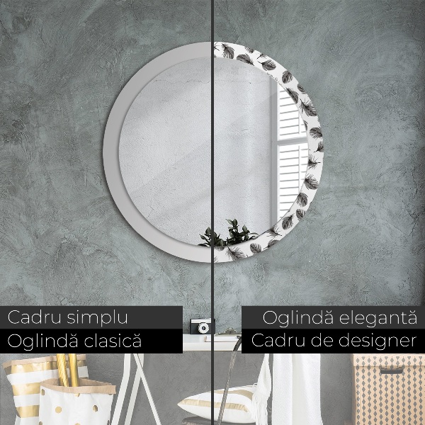 Espelho circular de parede decorativo Penas