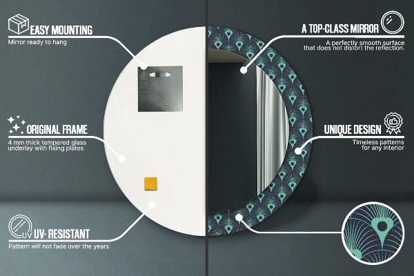 Espelho circular de parede decorativo Padrão floral