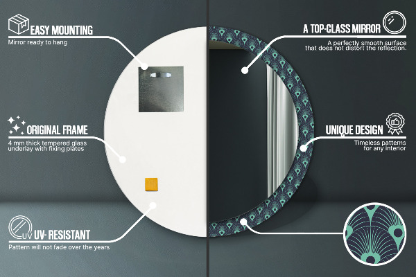 Espelho circular de parede decorativo Padrão floral