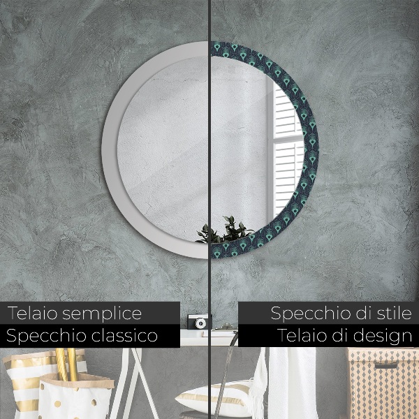 Espelho circular de parede decorativo Padrão floral
