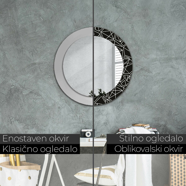 Espelho circular decorativo de parede Padrão geométrico
