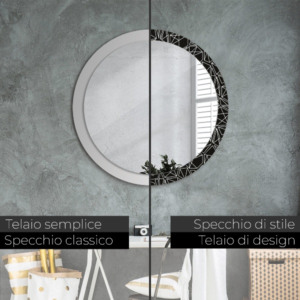 Espelho circular decorativo de parede Padrão geométrico