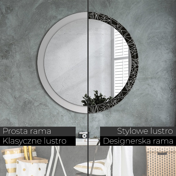 Espelho circular decorativo de parede Padrão geométrico