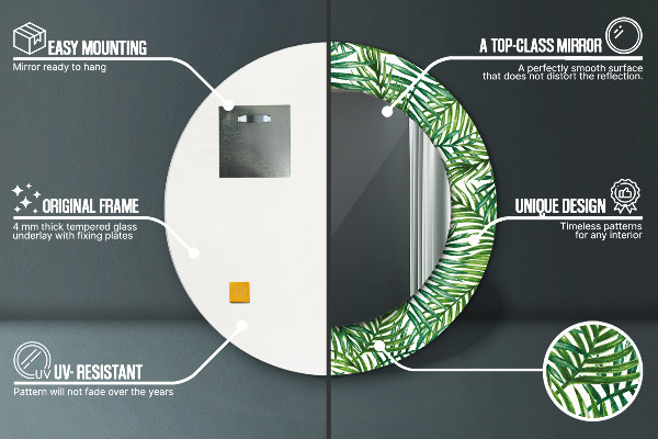 Espelho circular de parede decorativo Palmeira tropical