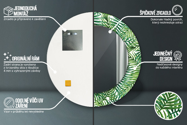 Espelho circular de parede decorativo Palmeira tropical