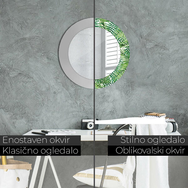 Espelho circular de parede decorativo Palmeira tropical
