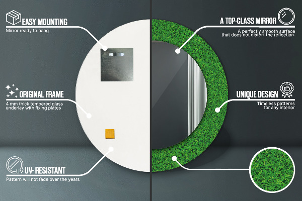 Espelho circular de parede decorativo Relva verde