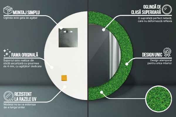 Espelho circular de parede decorativo Relva verde