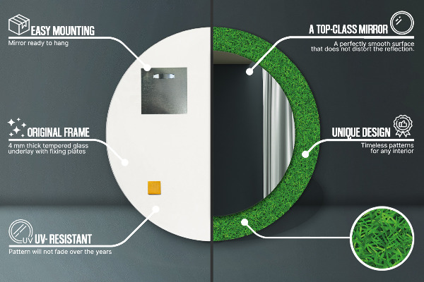 Espelho circular de parede decorativo Relva verde