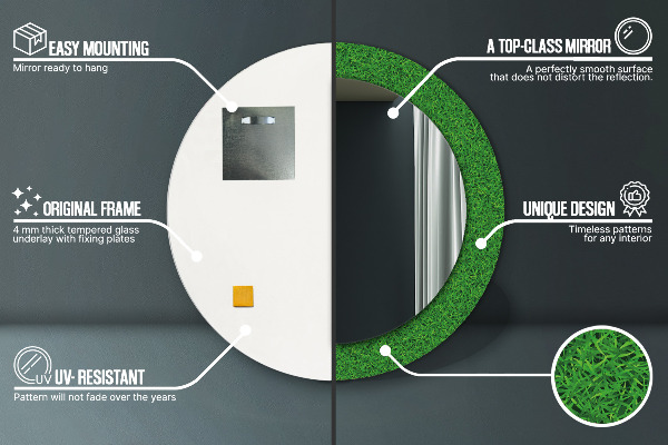 Espelho circular de parede decorativo Relva verde