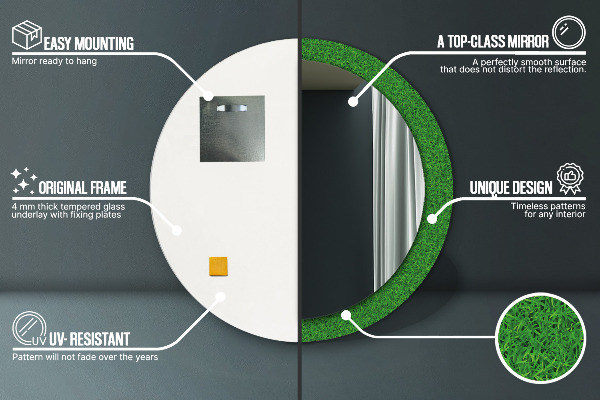 Espelho circular de parede decorativo Relva verde