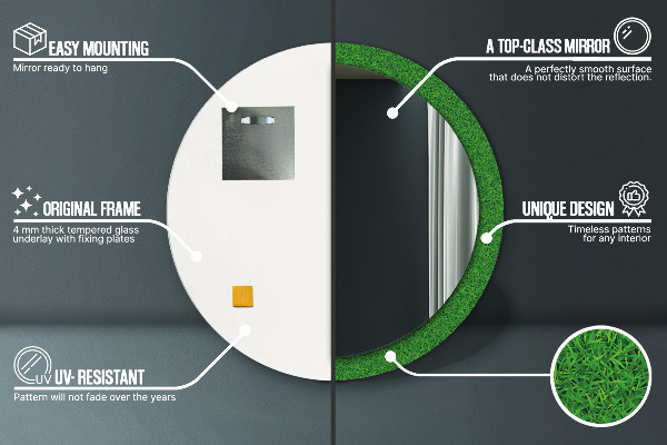 Espelho circular de parede decorativo Relva verde