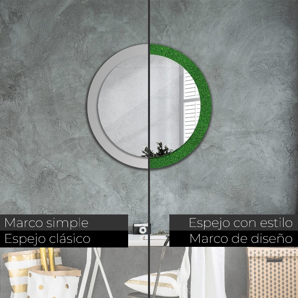 Espelho circular de parede decorativo Relva verde