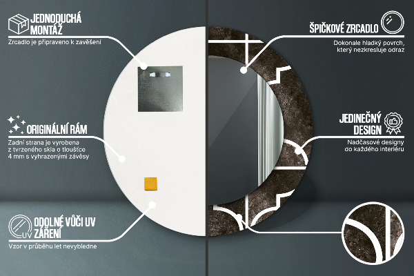 Espelho circular de parede decorativo Azulejos antigos