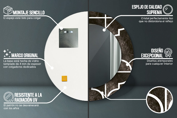Espelho circular de parede decorativo Azulejos antigos