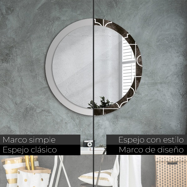 Espelho circular de parede decorativo Azulejos antigos