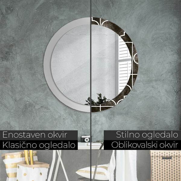 Espelho circular de parede decorativo Azulejos antigos