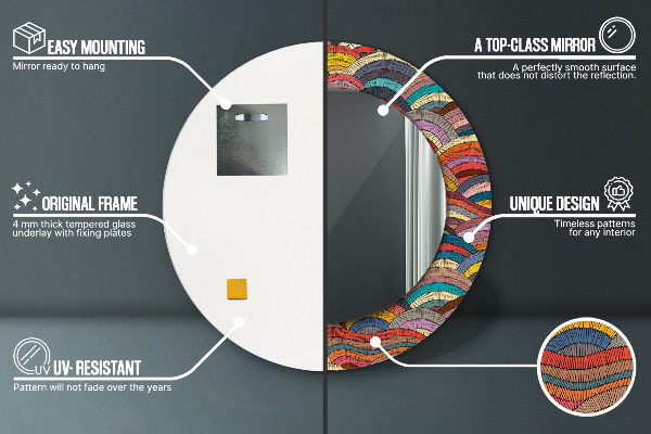 Espelho circular de parede decorativo Ornamento boémio